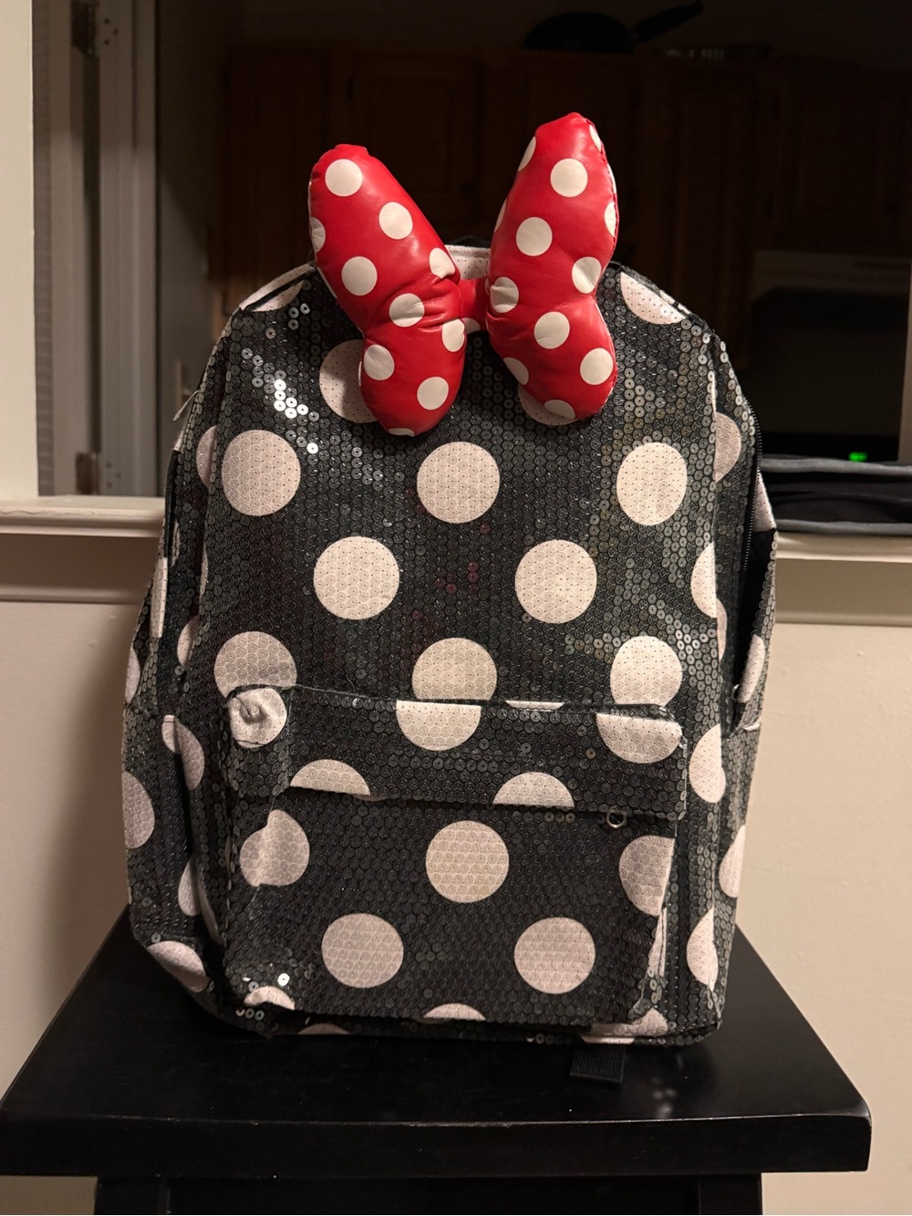 Minnie Mouse Sequin Backpack with Red Bow
